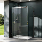 48 in. W x 32 in.D x 76 in. H Sliding Frameless Shower Enclosure Door with 5/16 in. Tempered Clear Glass