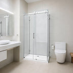 48 in. W x 32 in.D x 76 in. H Sliding Frameless Shower Enclosure Door with 5/16 in. Tempered Clear Glass