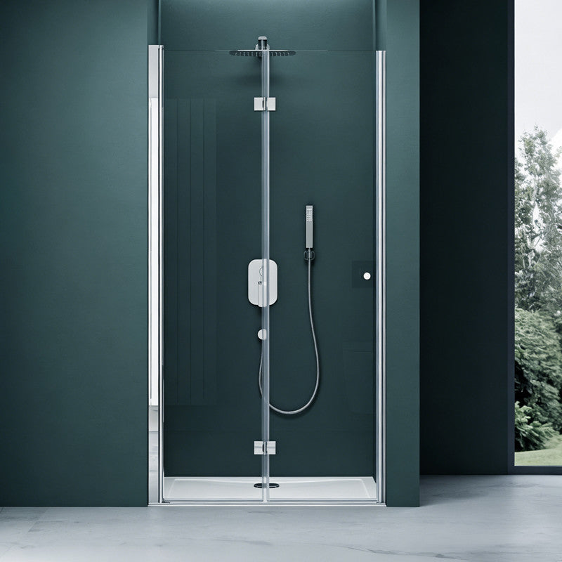 36 in. W x 76 in. H Bi-Fold Semi-Frameless Alcove Shower Door with 1/4 in. Tempered Clear Glass