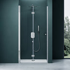 36 in. W x 76 in. H Bi-Fold Semi-Frameless Alcove Shower Door with 1/4 in. Tempered Clear Glass