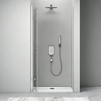36 in. W x 76 in. H Bi-Fold Semi-Frameless Alcove Shower Door with 1/4 in. Tempered Clear Glass