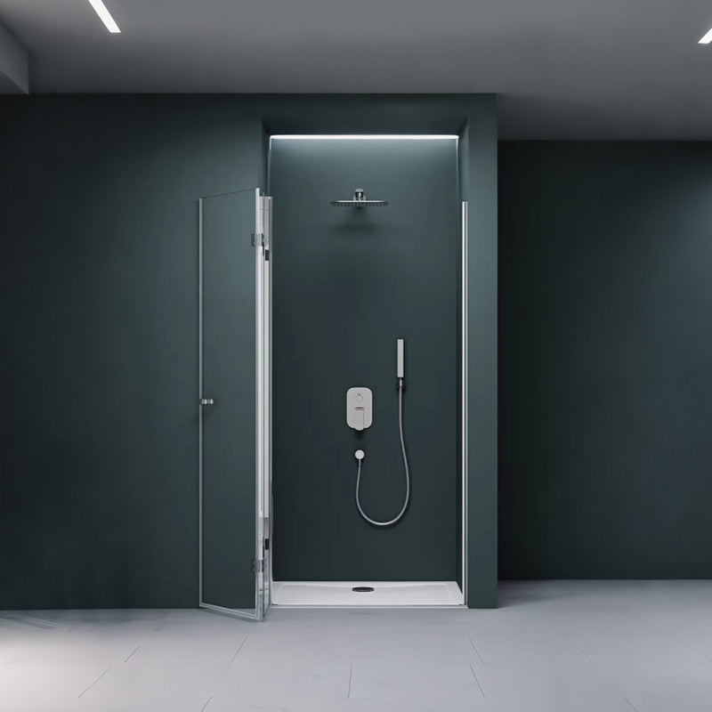 36 in. W x 76 in. H Bi-Fold Semi-Frameless Alcove Shower Door with 1/4 in. Tempered Clear Glass
