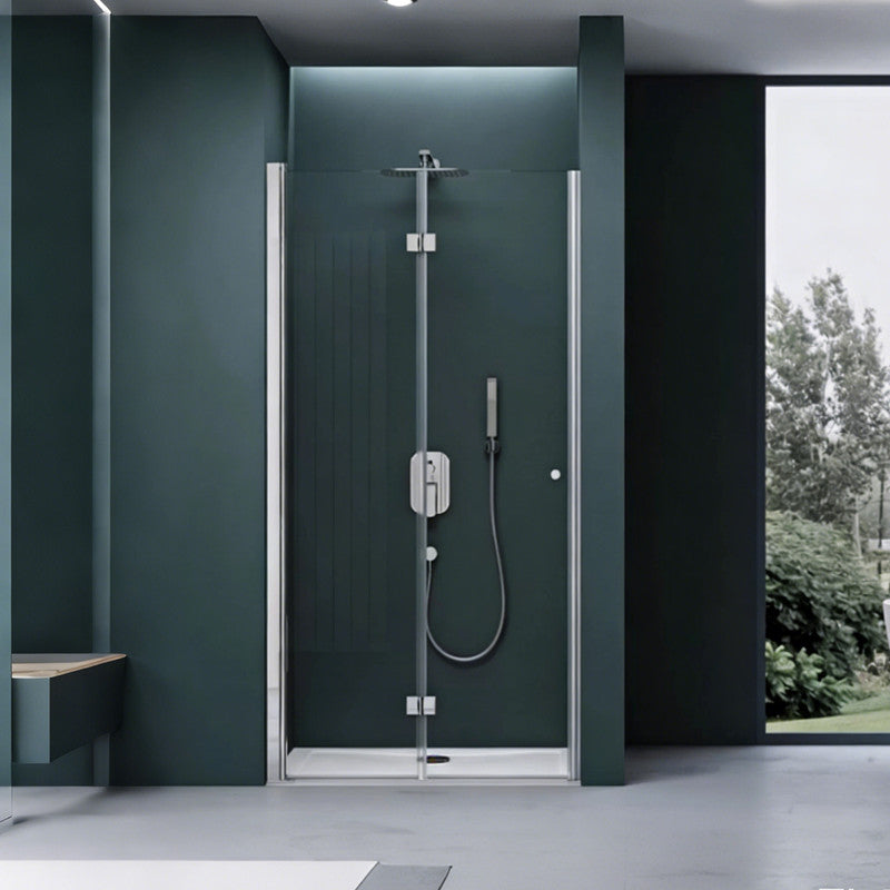 36 in. W x 76 in. H Bi-Fold Semi-Frameless Alcove Shower Door with 1/4 in. Tempered Clear Glass