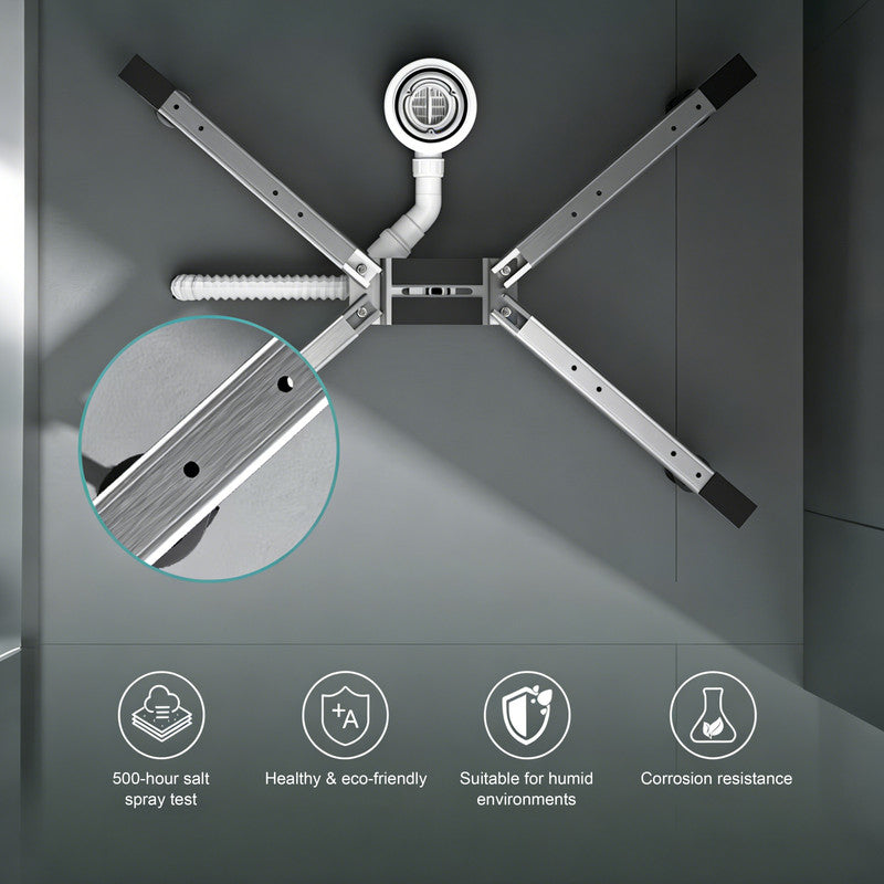 Adjustable Shower Base Support Stand, 32–38-in, X-Shaped Five-Point Support, Corrosion-Resistant, No-Drill Installation, Fits 28–36-in Shower Bases