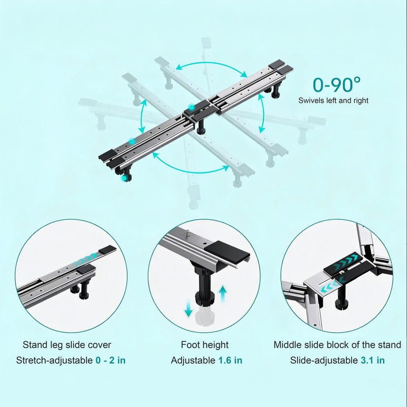 Adjustable Shower Base Support Stand, 32–38-in, X-Shaped Five-Point Support, Corrosion-Resistant, No-Drill Installation, Fits 28–36-in Shower Bases