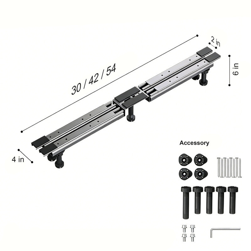 Adjustable Shower Base Support Stand, 32–38-in, X-Shaped Five-Point Support, Corrosion-Resistant, No-Drill Installation, Fits 28–36-in Shower Bases